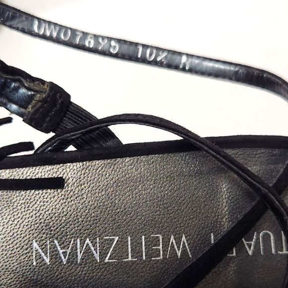 Stuart Weitzman Black Tasselmania Suede Block Heel Sandals - Picture 12 of 12